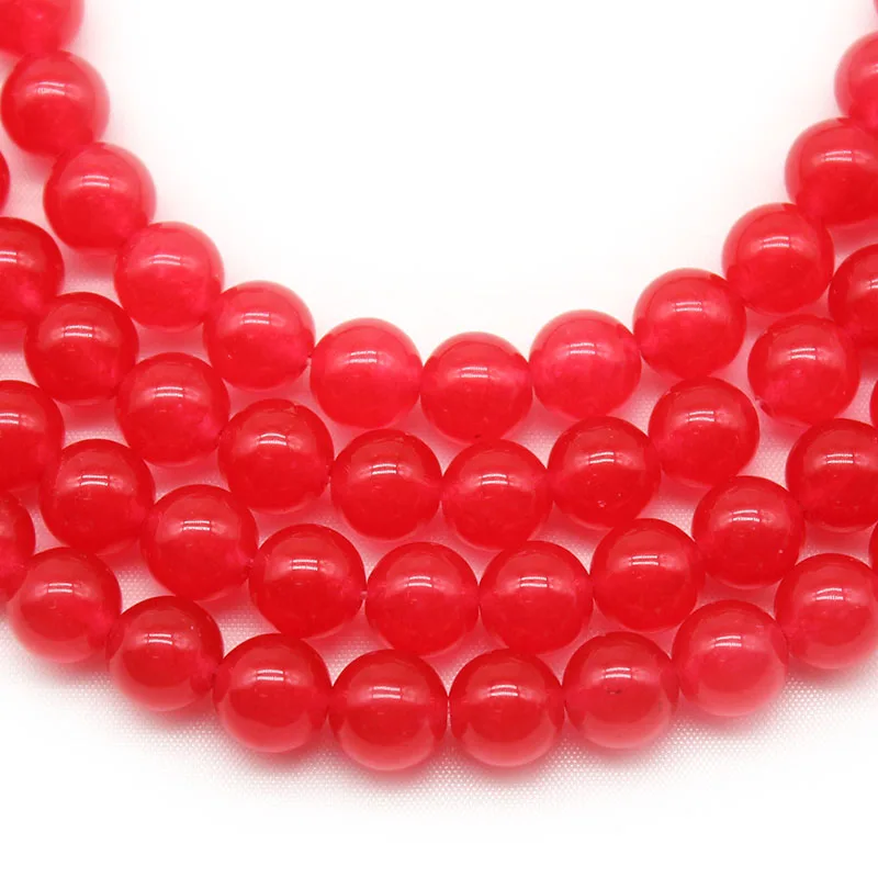 Natural Red Jades Chalcedony Stone Beads Round Loose Beads For Jewelry Making DIY Necklace Bracelet  Accessories 15\'\' 6/8/10mm