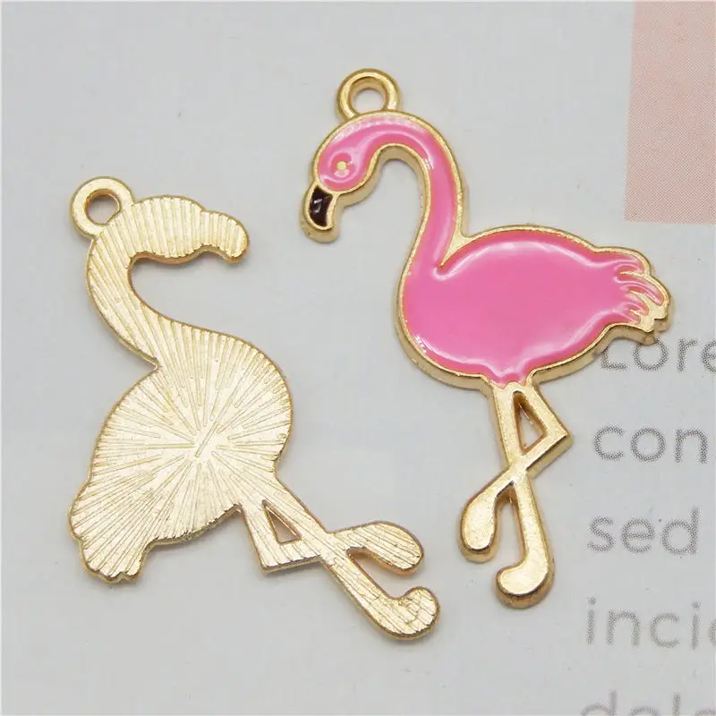 10 Pieces Alloy Flamingo Charms Squirrel Enamel Rose Pink Lovely DIY Pendant Handmade Jewelry Making Necklace Bracelet Accessory