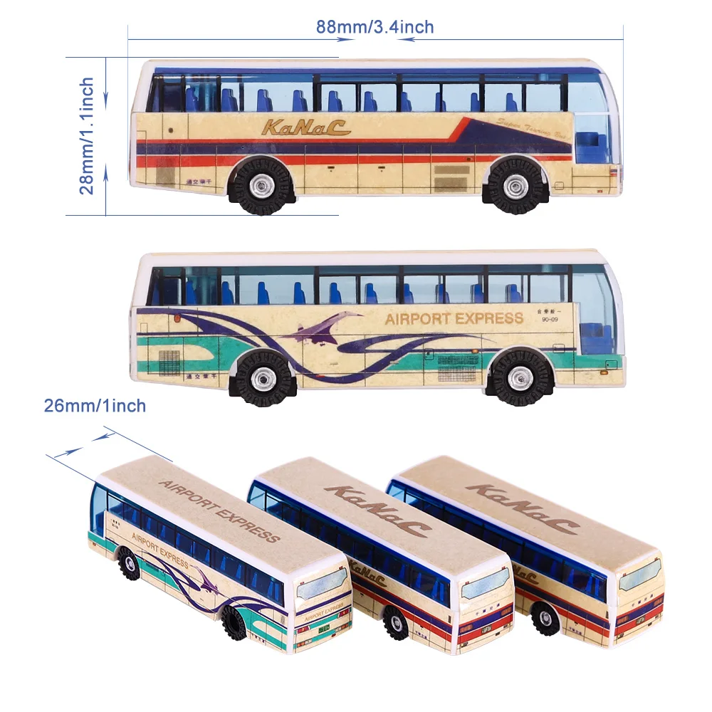 2PCS Scale 1/120 Model Bus For Architectural Model Building Street Landscape Layout