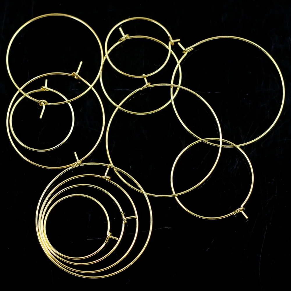 

200Pcs Wine Glass Labeling Party Rings Hoops Earrings Ear Circle Wire Alloy Round Gold Plated Jewelry Finding 20mm-35mm