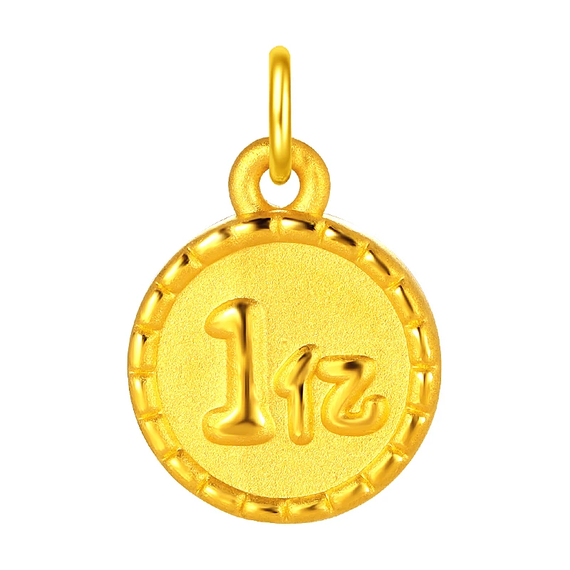 

New Arrival 24K Yellow Gold Pendant 999 Gold Round Necklace Pendant