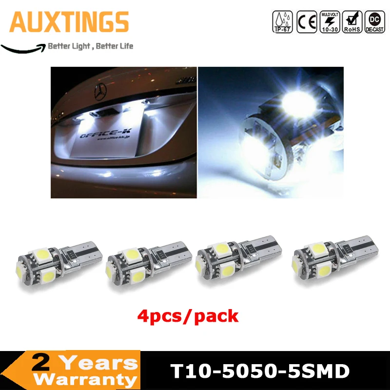 

4pcs T10 Led Canbus Error Free 5 SMD Car Side Wedge light Bulb White 168 194