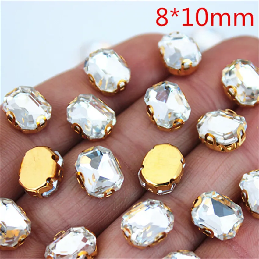 30pcs/Bag High Quality Mixed Gold Bottom Crystal Clear Glass Sew On Claw Rhinestones,DIY Wedding Dress Decoration Accessories