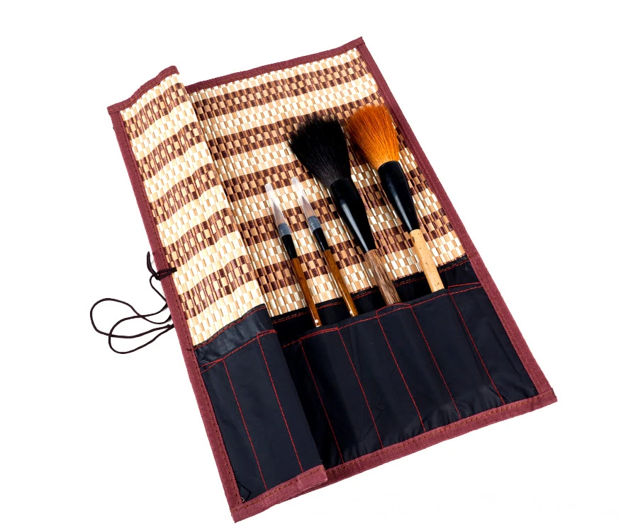 Ginflash Calligraphy Brush Calligraphy Pen painting Holder Brush Case Bag Roll Brush Pen Bamboo 36cm without brush