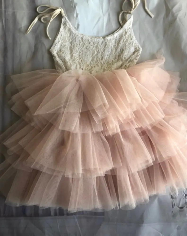2020 Summer New Children Princess Dress Baby Girls Yarn Sling Flower Lace Dresses Fashion Elegant  Kids Dresses for Girls 2-5Y