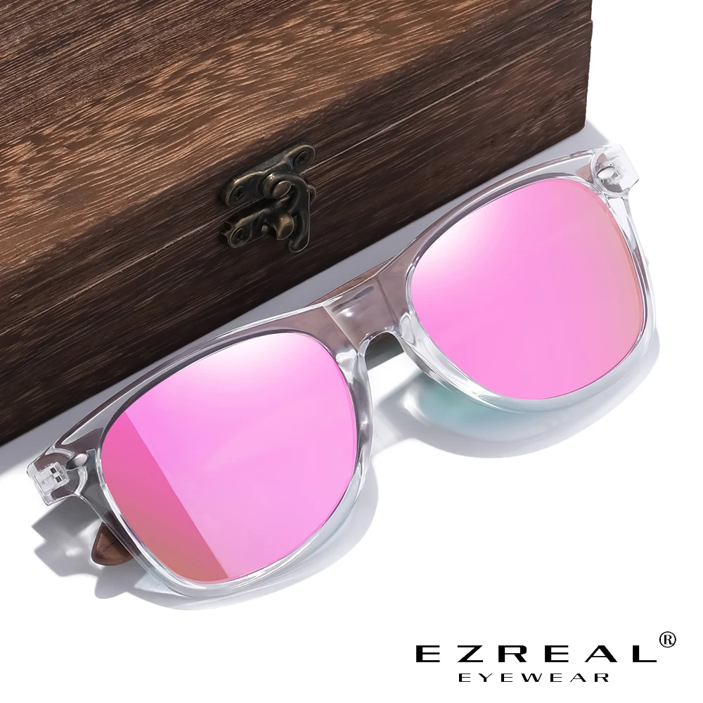 

EZREAL Brand Advanced Walnut Wood Transparent Color Frames Ultralight Sunglasses Women's Polarized Delicate Fashion Sunglasses