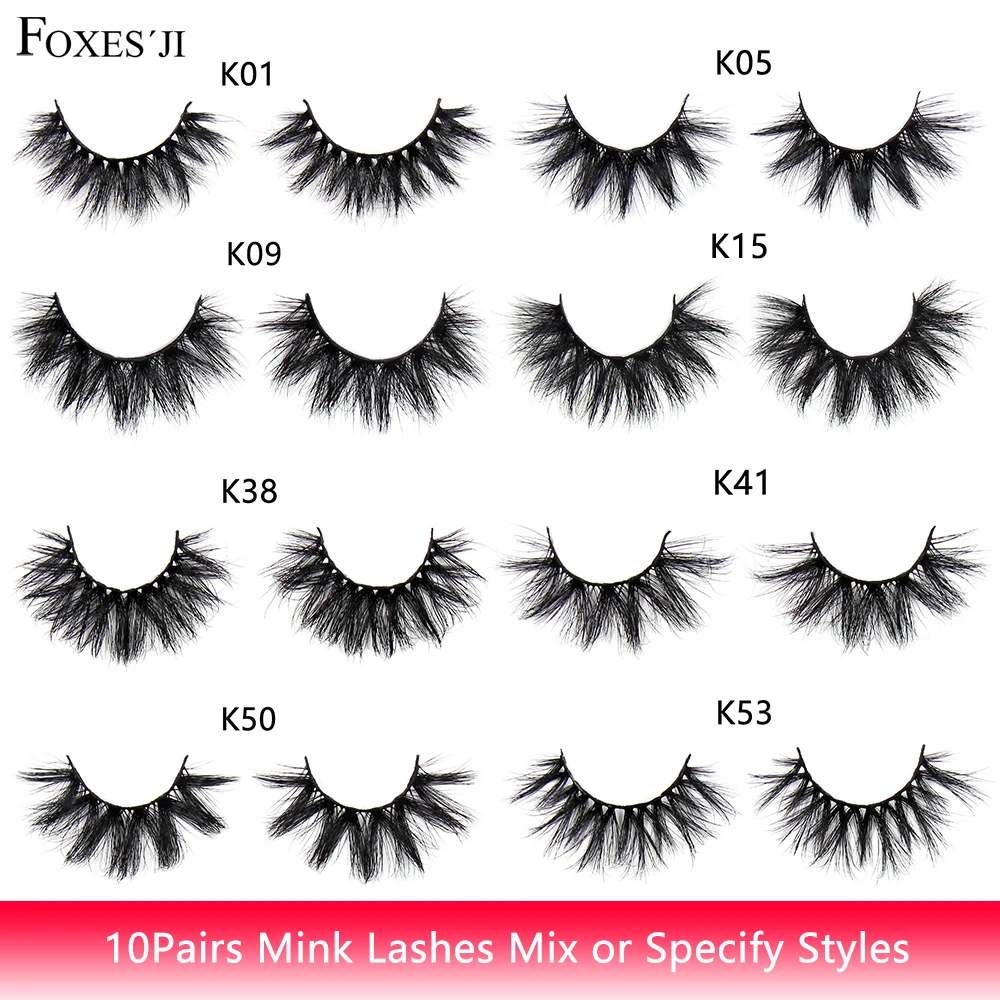 FOXESJI 10Pairs Eyelashes 3D 5D Mink Lashes High Volume Fluffy Soft Lightweight Thick False Eyelashes Eyelash Cross Eye Lashes