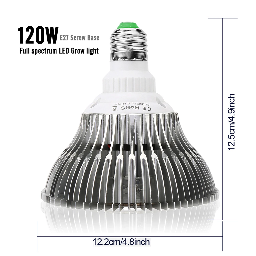 Lampe de croissance Led E27 120W 180, blanc chaud, pour fleurs d'intérieur, plantes en pot, Fruits et légumes