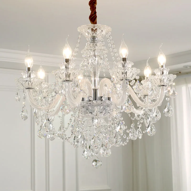 European Crystal Chandelier Atmosphere Living Room Lamp Modern Minimalist Bedroom Dining Room Home Light Villa Candle Fixture