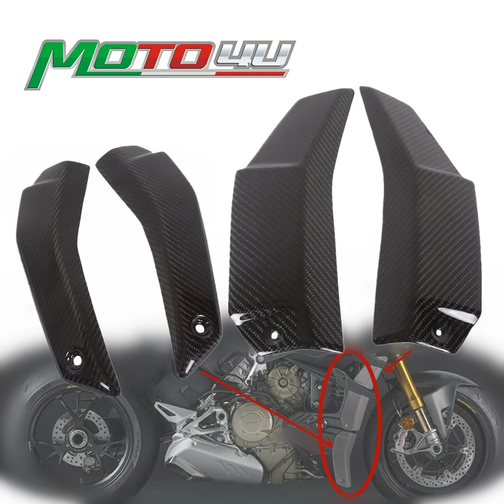 4PCS 100% Carbon Motorcycle Frame Covers Guards Side Fairing Gloss Finished Decoration For Ducati Streetfighter V4/ V4S