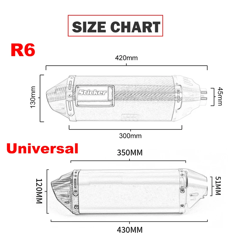 R6 Slip-on 45mm Motorcycle Exhaust Muffler Yoshimura Escape Moto DB Killer for Yamaha R6 YZF-R6 2006 2007 2008 2009 2010-2016