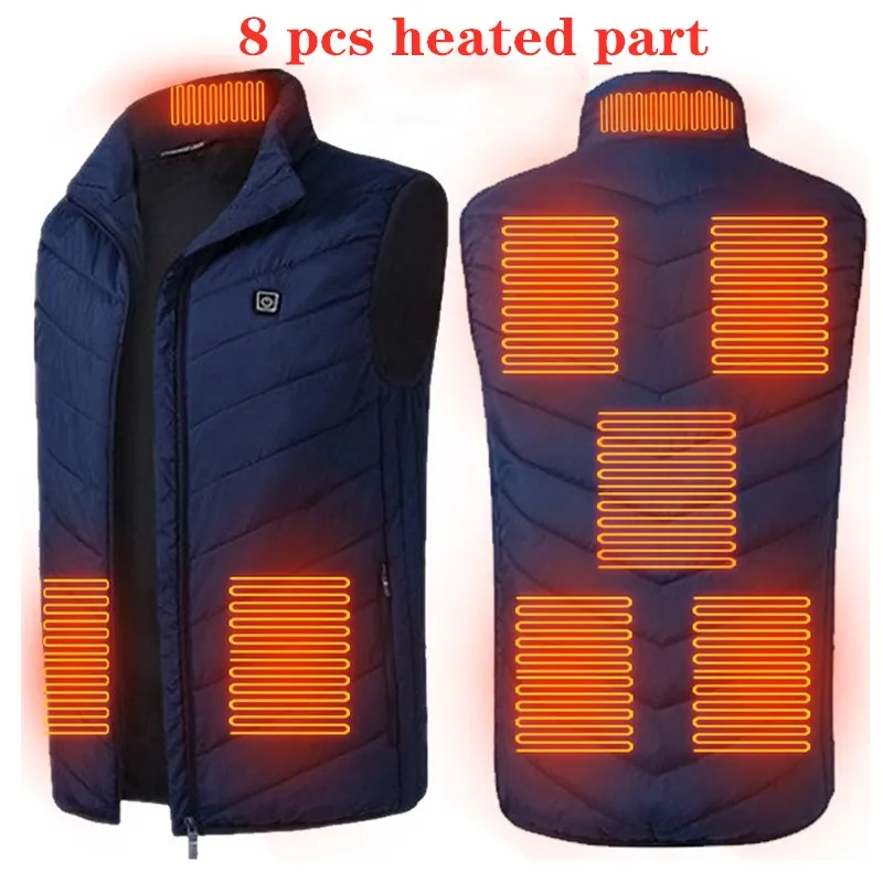 

New 9 Places Usb Heated Jacket Heated Vest Men Women Heating Vest Thermal Clothing Hunting Vest Winter Heating Jacket BlackS-6XL