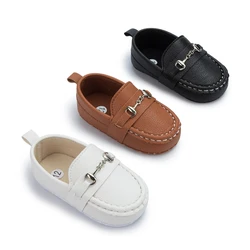 Newborn Baby Shoes Pu Leather Cotton Soft Sole Flat Non-Slip Solid Color Boy Girl Crib Shoes Infant First Walker Toddler Shoes