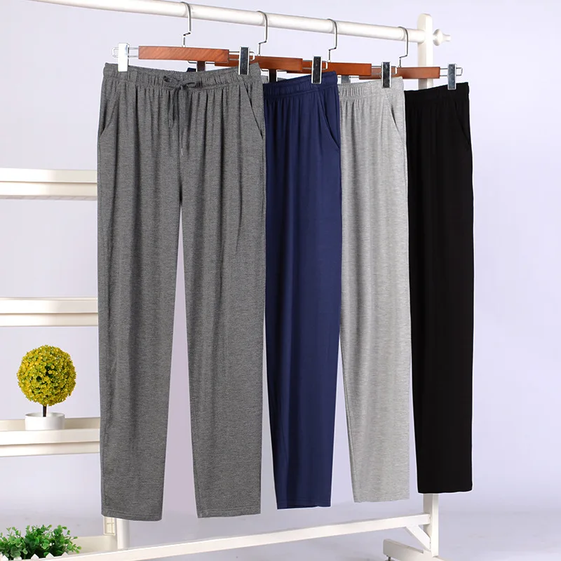 Fdfklak Neue männer Hause Hosen Modal Frühling Und Herbst L-4XL Große Größe Hosen Böden Casual Lose Nachtwäsche Schwarz/grau