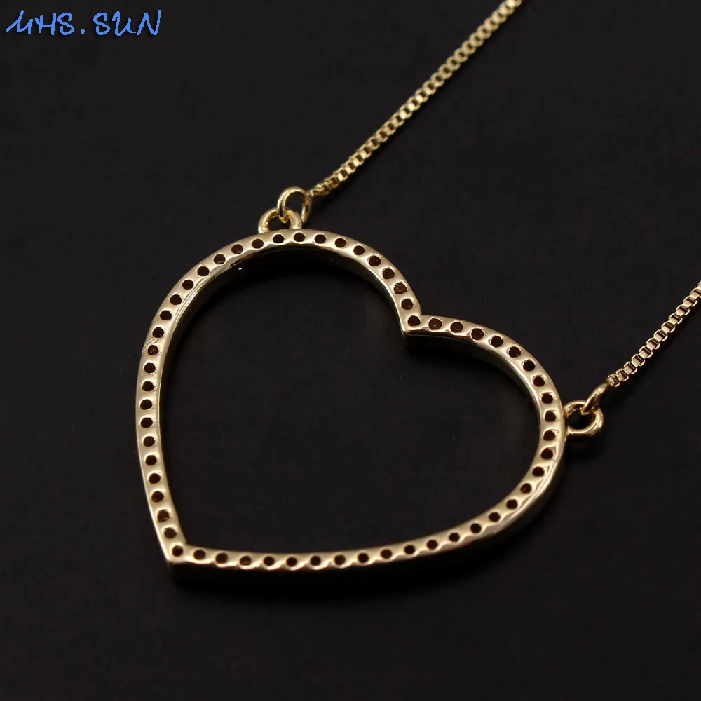 MHS.SUN Elegant Love Heart Pendant Necklace With AAA Zircon Jewelry Charm Women Chain Choker Necklace For Valentine's Day Gift