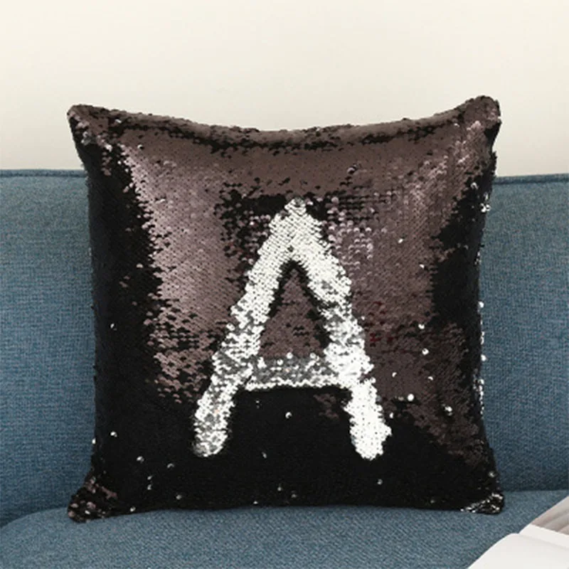 Sequin Cushion Pillow Case Wedding Ins Modern Simplicity Handwritten Bicolor Sequin Cushion Cover And Pillow Case