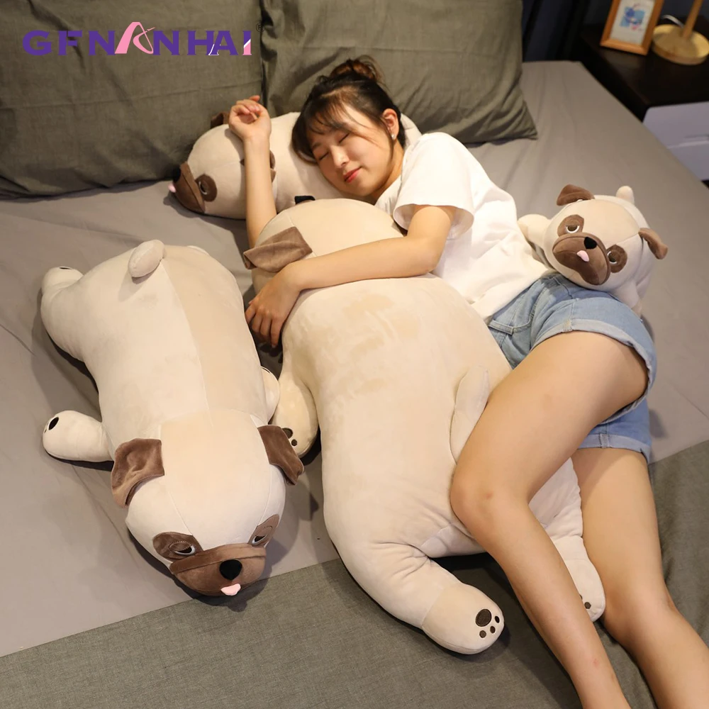 1pc 55CM Cute Pug Dog Plush Toys Stuffed Soft Animal Pillow Dolls for Children Kids Sleep Cushion Birthday Christmas Gift