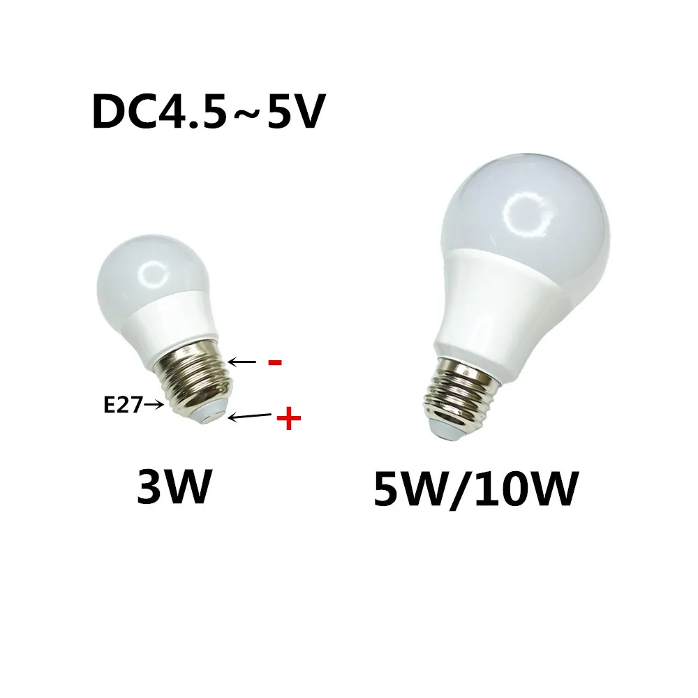 DC 5v E27 led bulb AC6V e27 DC4.5V LED bulb E27 Low voltage bulb USB Power supply bulb E27 DC6V led bulb 5v e27 AC5V E27 3V 3.8V