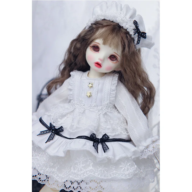 

BJD doll clothes suitable for 1/4 1/6 Size White Lace Bow Princess Dress Court Dress Doll Accessories