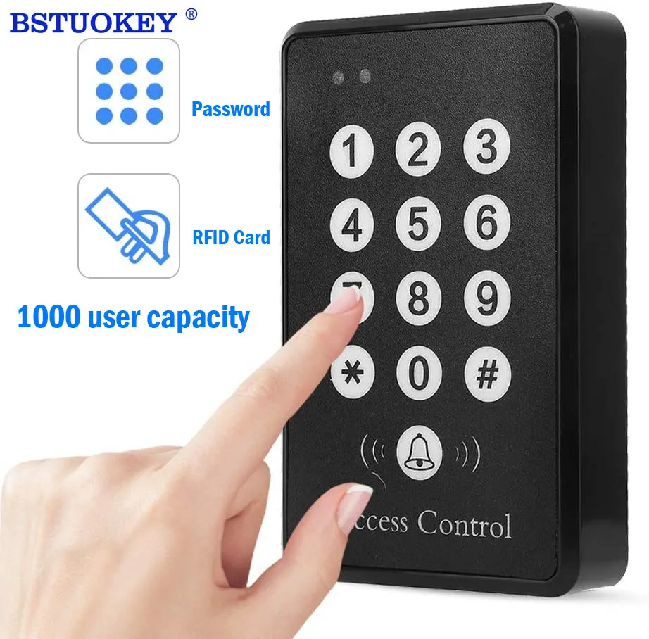 

Password Keyboard Door Lock RFID 125KHZ Proximity Recognition Card 1000 User Access Control System With Door Bell