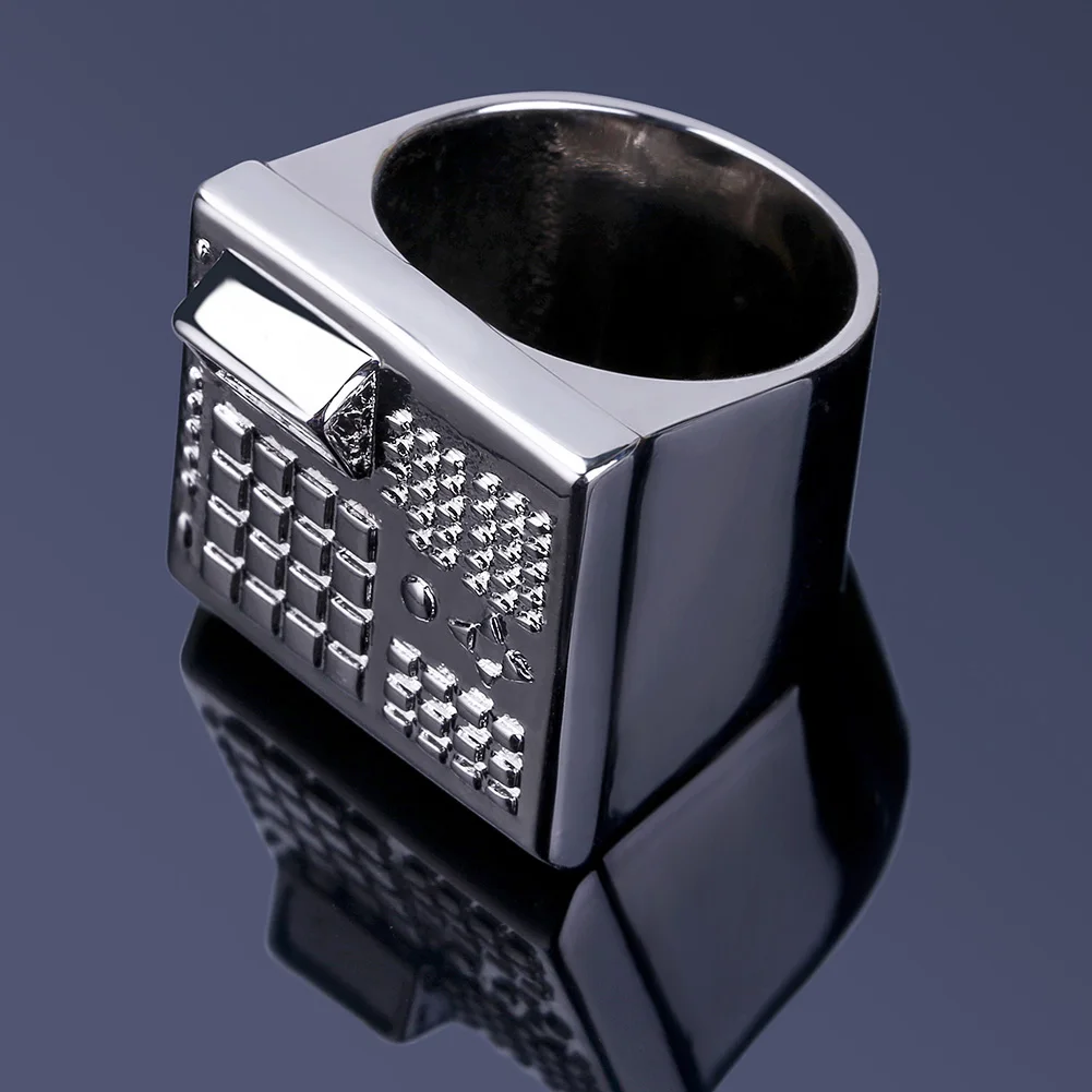 GUCY New Arrival Hip Hop Fashion Gold Color Plated Micro Pave Cubic Zircon Ring Full Iced Out Bling Rock Jewelry For Men