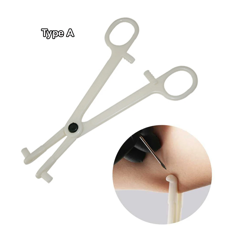 1PC Disposable Sterile Slotted Round Navel Forceps Clamp Triangle Open Plier Ear Nose Piercing Tools Tattoo Piercing Supply