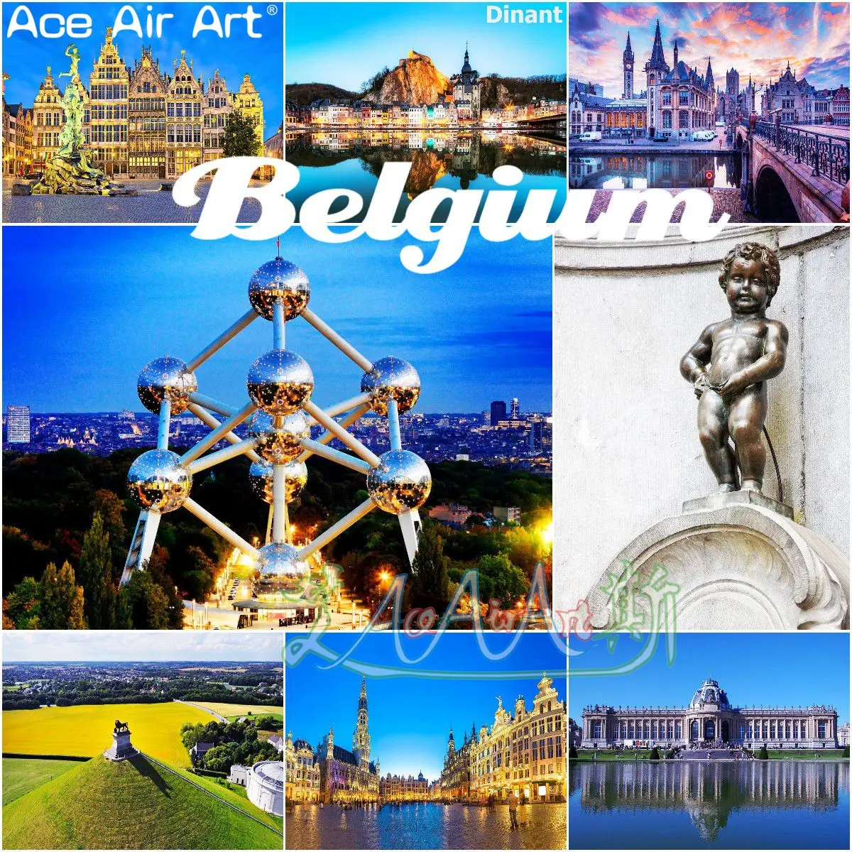 Belgium Landscape Diamond Painting New Scenery of Brussels Atomium/Ghent/Diant/Bruge/Antwerp Paint with Diamond for Decoration