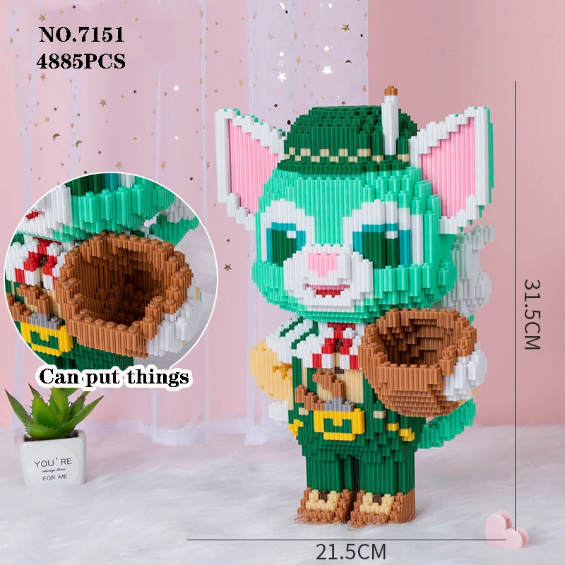 Disney Guitar Duffy OluMel Building Block Gelatoni StellaLou 3D Model Mini Assembled Micro Bricks Toy For Kid Christmas Gift