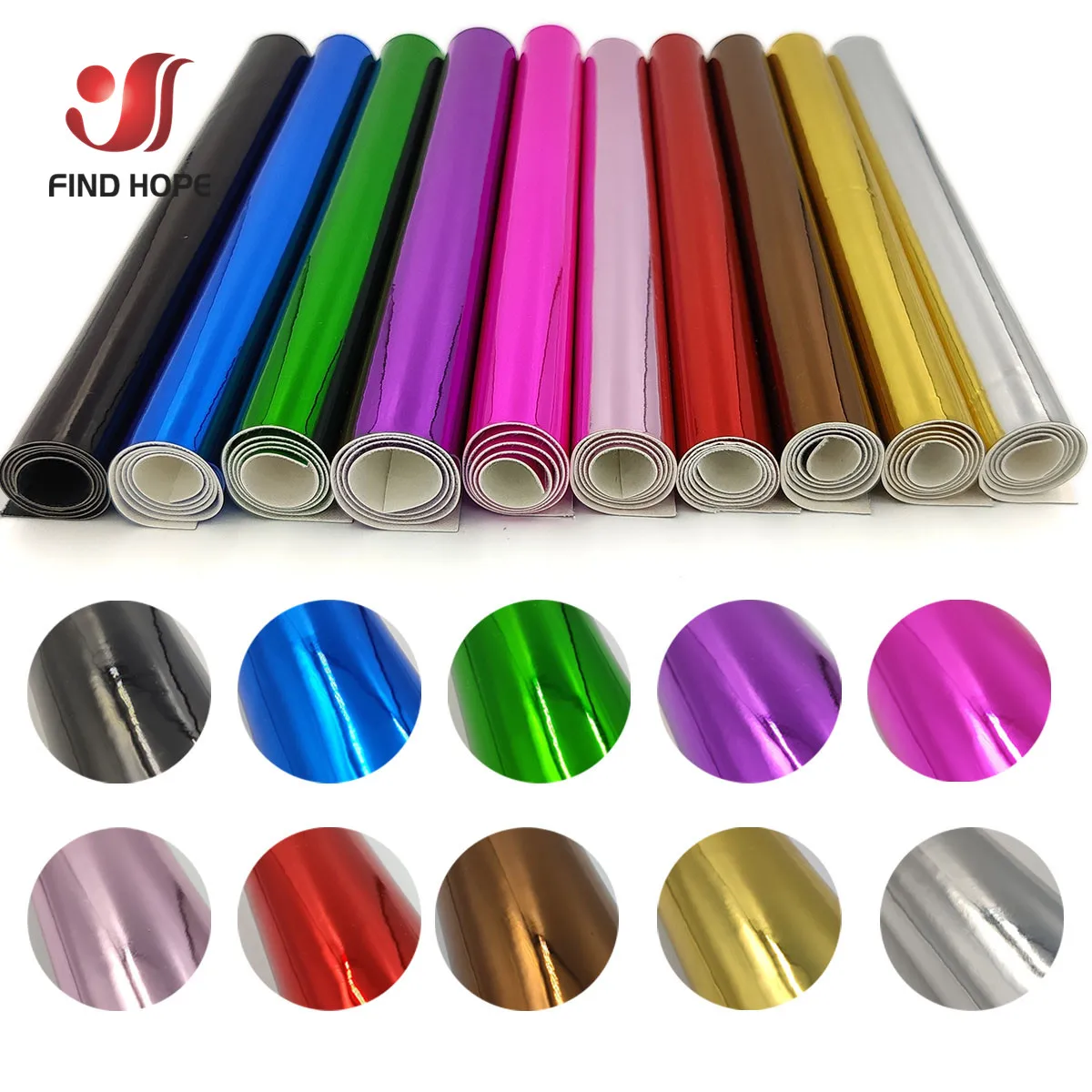 

10PCS Mirror Shiny Glossy PU Leather Fabric Sheets Mirrored Electroplate Laser Fabric DIY Bag Sewing Craft Earring Material