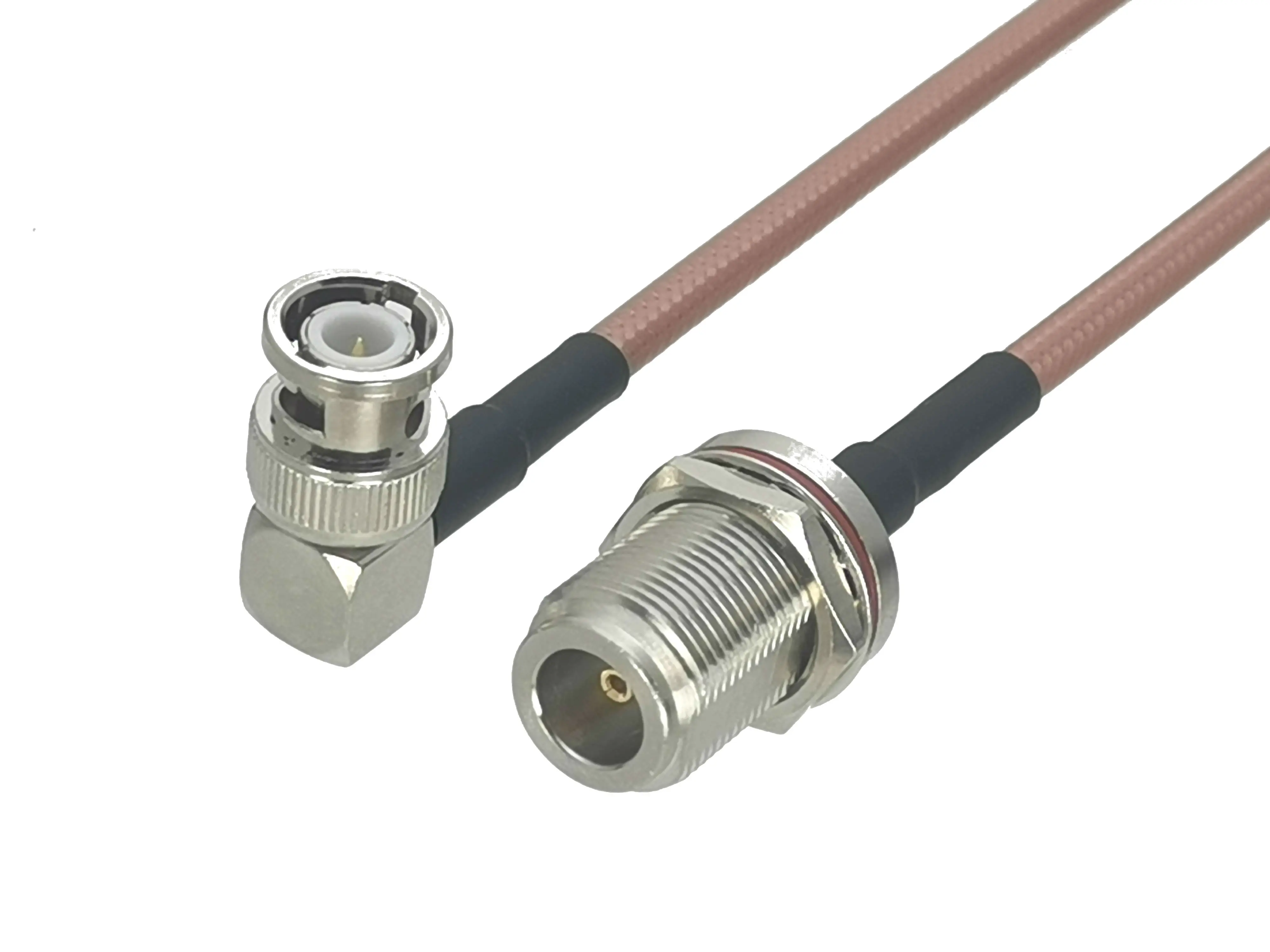 1Pcs RG142 N Female jack bulkhead to BNC Male Plug Right angle Connector RF Coaxial Jumper Pigtail Cable 6inch~10M