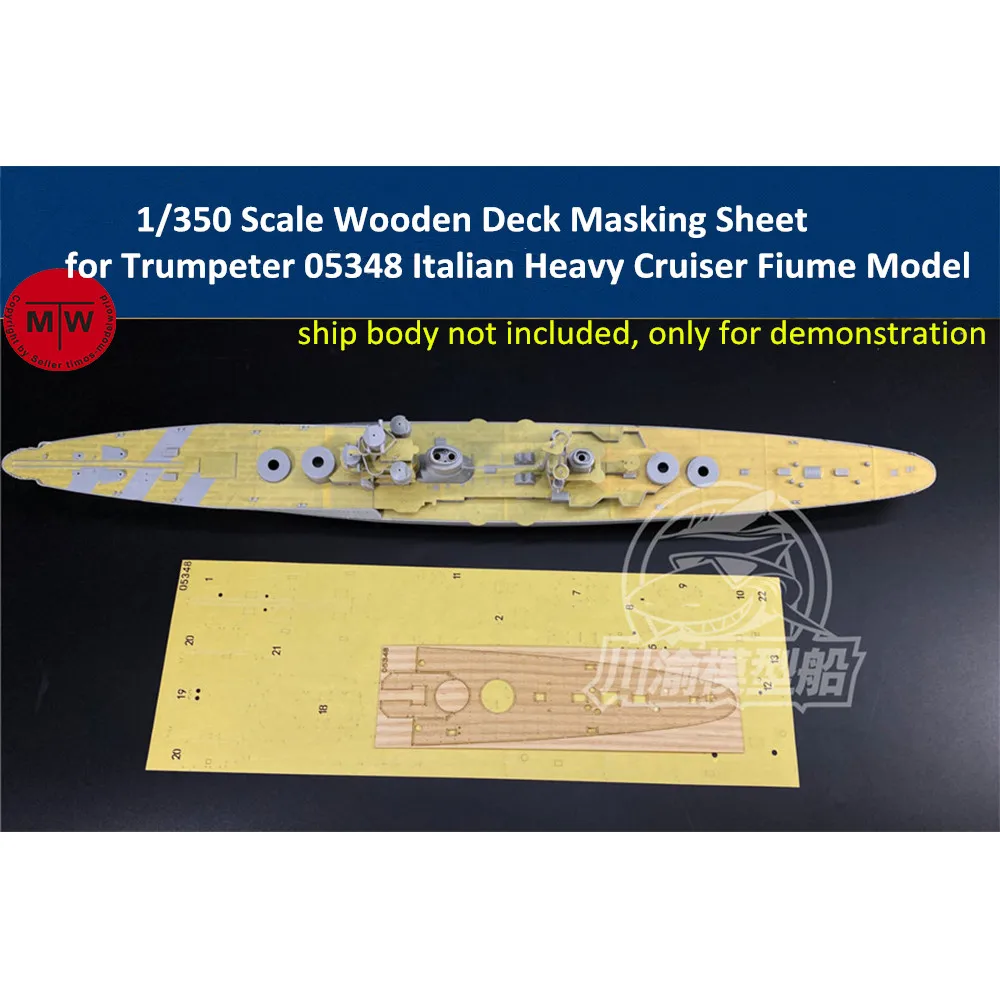 1/350 Scale Wooden Deck Masking Sheet for Trumpeter 05348 Italian Heavy Cruiser Fiume Model Ship TMW00098