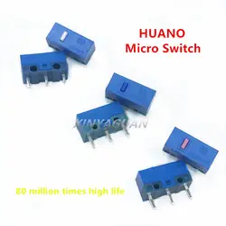 10Pcs/lot HUANO Micro Switch Long life 80 million clicks Blue Shell White/Blue/Pink Dot computer mouse 3pin button Silent switch