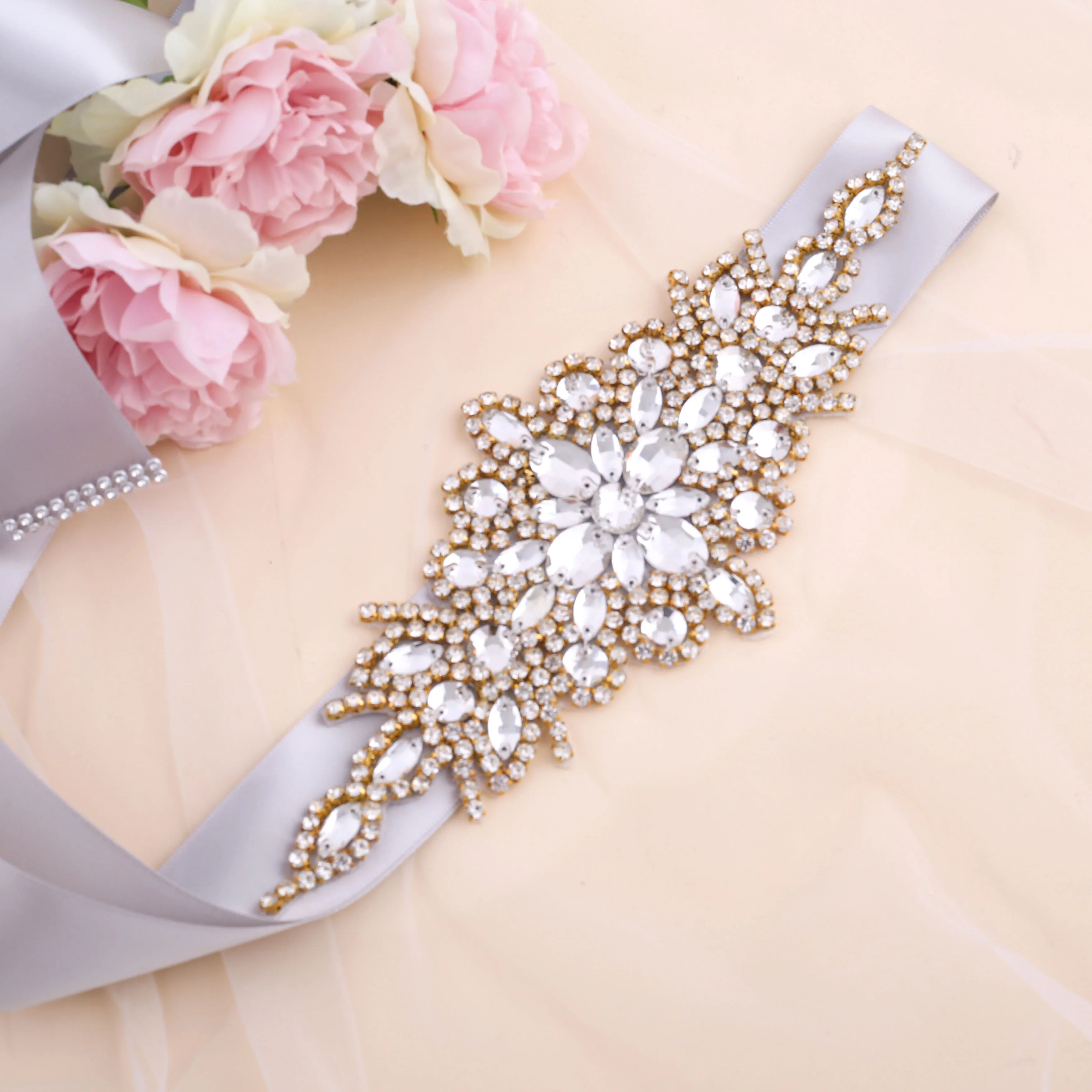 

SESTHFAR Bridesmaid Belt Rhinestone Applique Bead Wedding Sash Belt for Celebrity Dresses Accessories Ceintures De Mariage