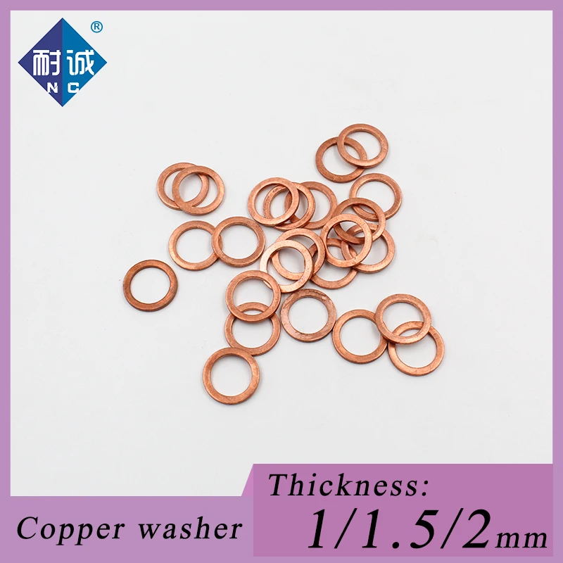 Thickness 1/1.5/2mm M5 M6 M8 M9 M10 M12 M14 M16 M18 M20T3 copper washer O-ring marine gasket flat seal ring fittings