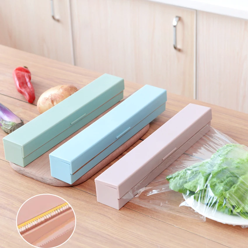 

Kitchen Creative Tool Plastic Food Wrap Cling Film Dispenser Aluminum Foil Wax Paper Cutter Cutting Box