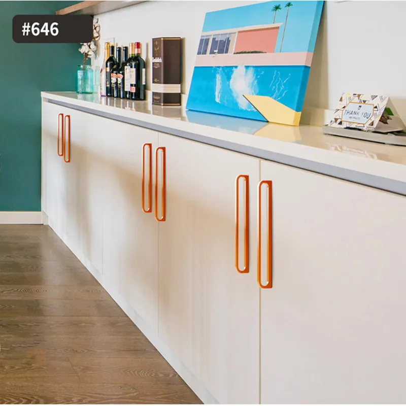 Modern Style Zinc Alloy Baking Paint Surface Treatment Piano Black White Red Orange Cabinet Pull Drawer Handle Cupboard Knobs