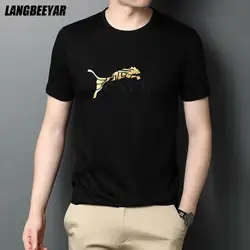 Mercerized Cotton Summer New Brand Designer Trends Tops Pattern Short Sleeve Casual Fashion O Neck t Shirt For Men Clothes