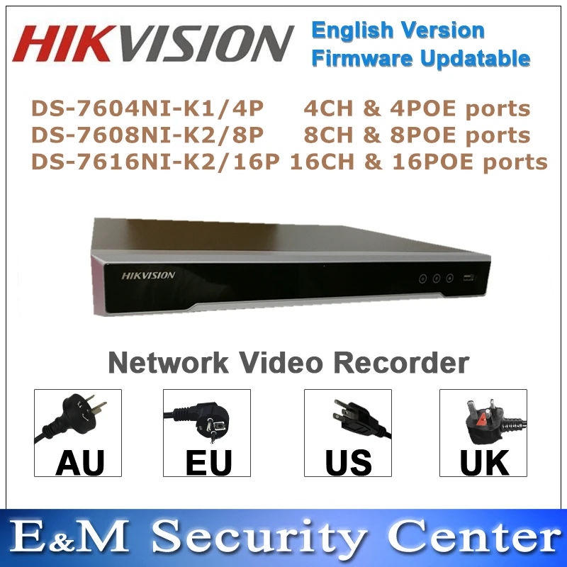 Видеорегистратор оригинальный Hikvision, сетевой видеорегистратор на английском языке, NVR DS-7604NI-K1/4P DS-7608NI-K2/8P DS-7616NI-K2/16P, 4K POE