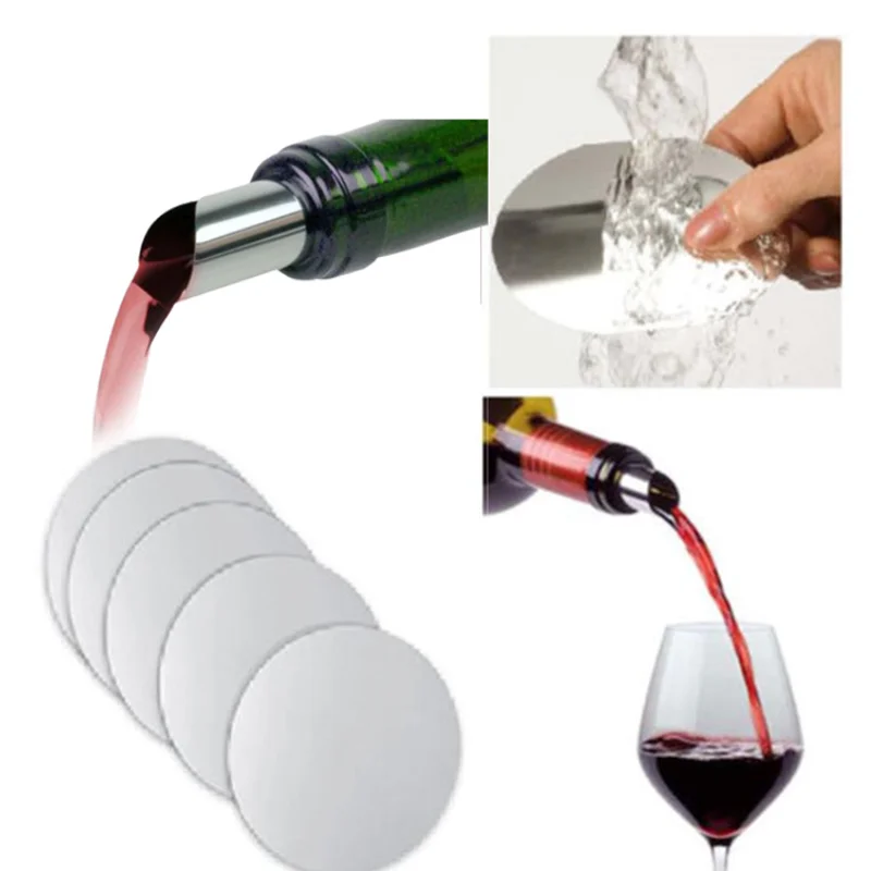 10pcs Aluminum Foil Wine Pourer Disc Flexible Drip Stop Pour Spouts Disk Silver Bar Wine Tools