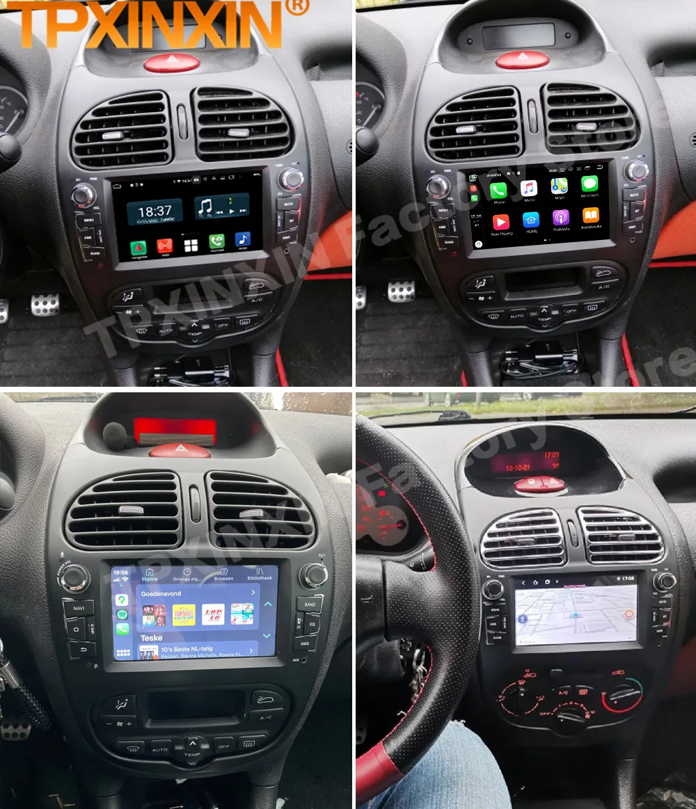 Receptor Multimedia de Radio Android Carplay para Peugeot, Unidad Principal para Peugeot 206, 2000, 2001, 2002, 2003, 2004, 2005, 2006, 2007, 2008, 2009, 2010-2016