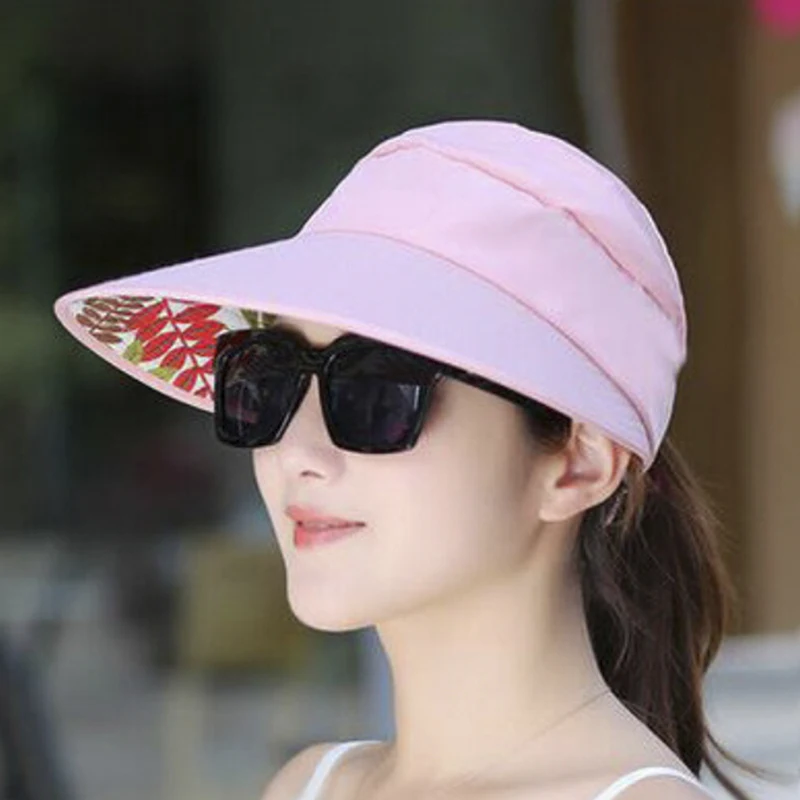 Summer Sun Protection Folding Sun Hat Women Wide Brim Cap Ladies Girl Holiday UV Protection Sun Hat Beach Packable Visor Hat