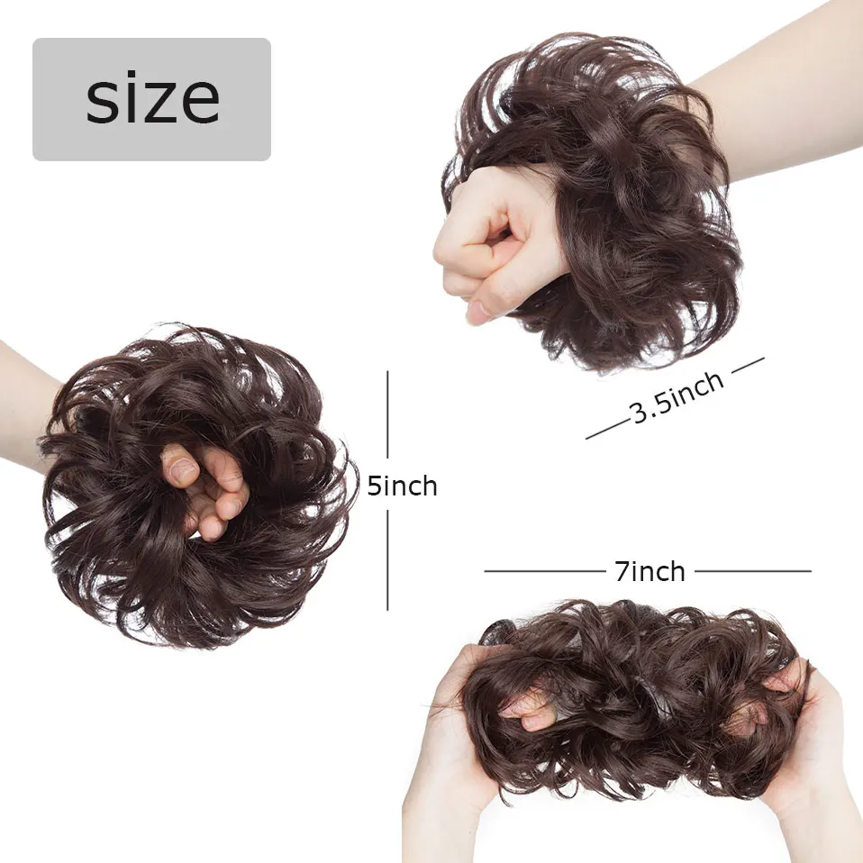 S-noilite Synthetic Elastic Band With Hair Curly Chignon Hair Women Drawstring Ponytail Hairpieces Black Brown Blonde Hairpiece