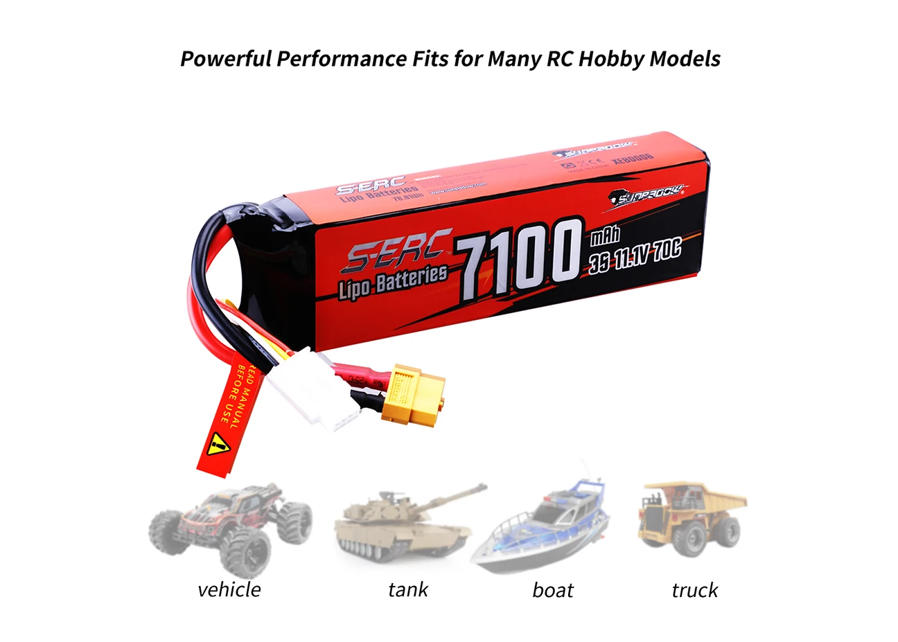 SUNPADOW batería Lipo 2S Shorty, 7,4 V, 4300mAh, 70C, carcasa dura con bala de 4mm para vehículo SUNPADOW batería Lipo 2S Shorty, 7,4 V, 4300mAh, 70C, carcasa dura con bala de 4mm para vehículo