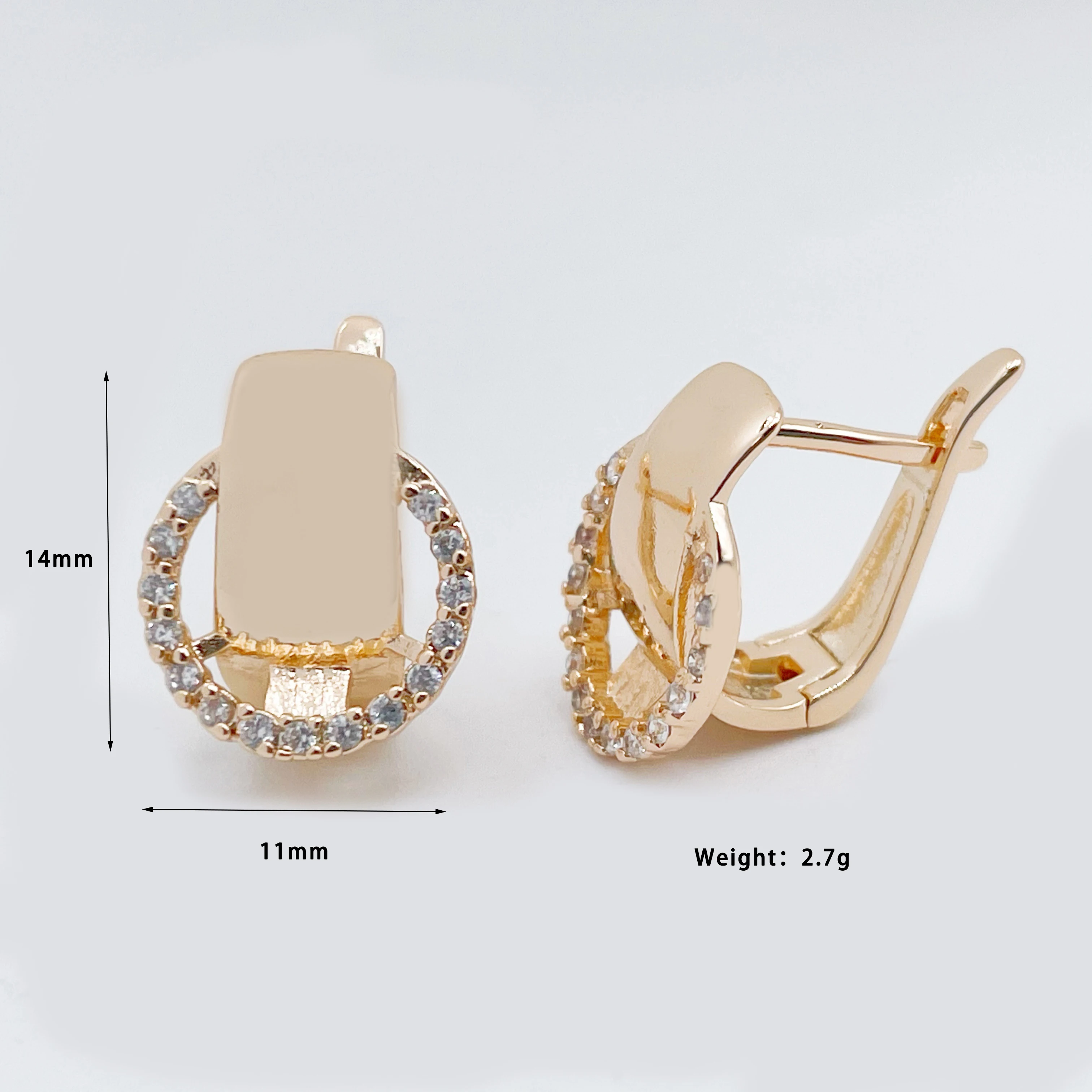 New Cute Round Natural Zircon Dangle Earrings Women Hollow Unique 585 Rose Gold/Rhodium Romantic Exclusive Jewelry