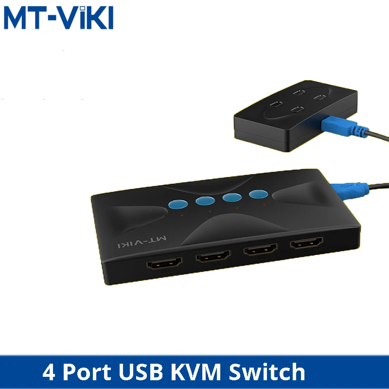 

MT-VIKI 4 порта KVM переключатель USB HDMI-совместимая коробка 2 в 1 мышь клавиатура Монитор устройство обмена с оригинальным кабелем MT-HK04