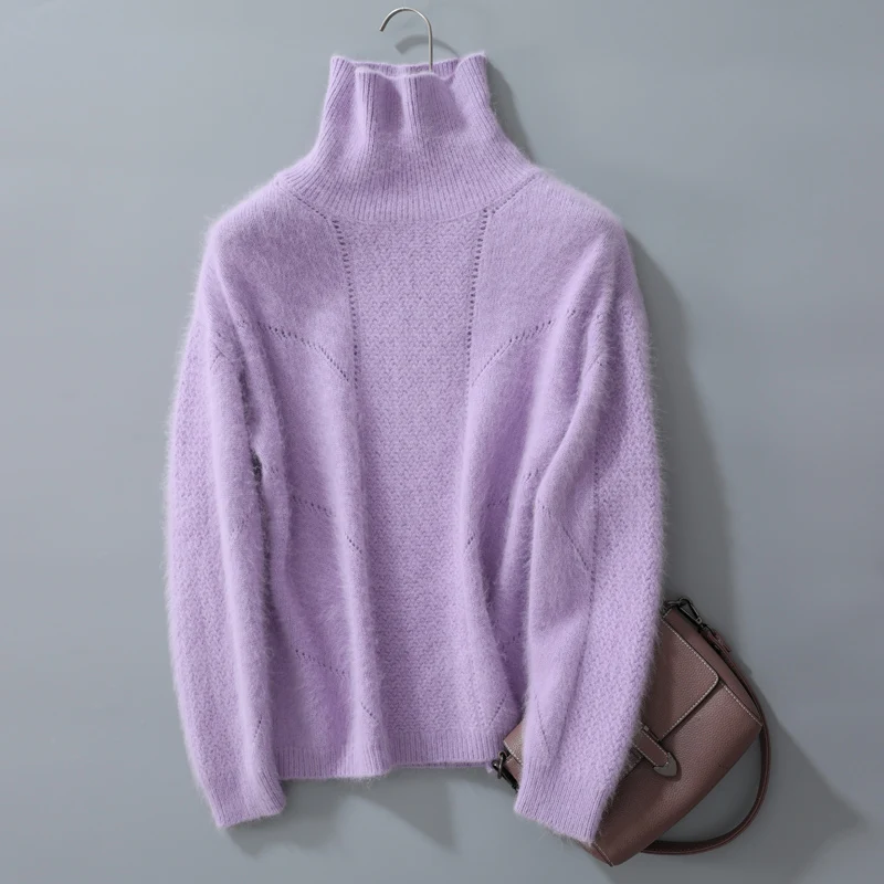 Sastre Sheep-suéter de cachemira de visón para mujer, jersey básico de cuello alto, 100%, muy cálidas, Tops de invierno