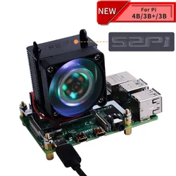 Black ICE-Tower CPU Cooling Fan Super heat dissipation 7 Colours Light Bracket 5-layer Case Shell for Raspberry Pi 4B / 3B+