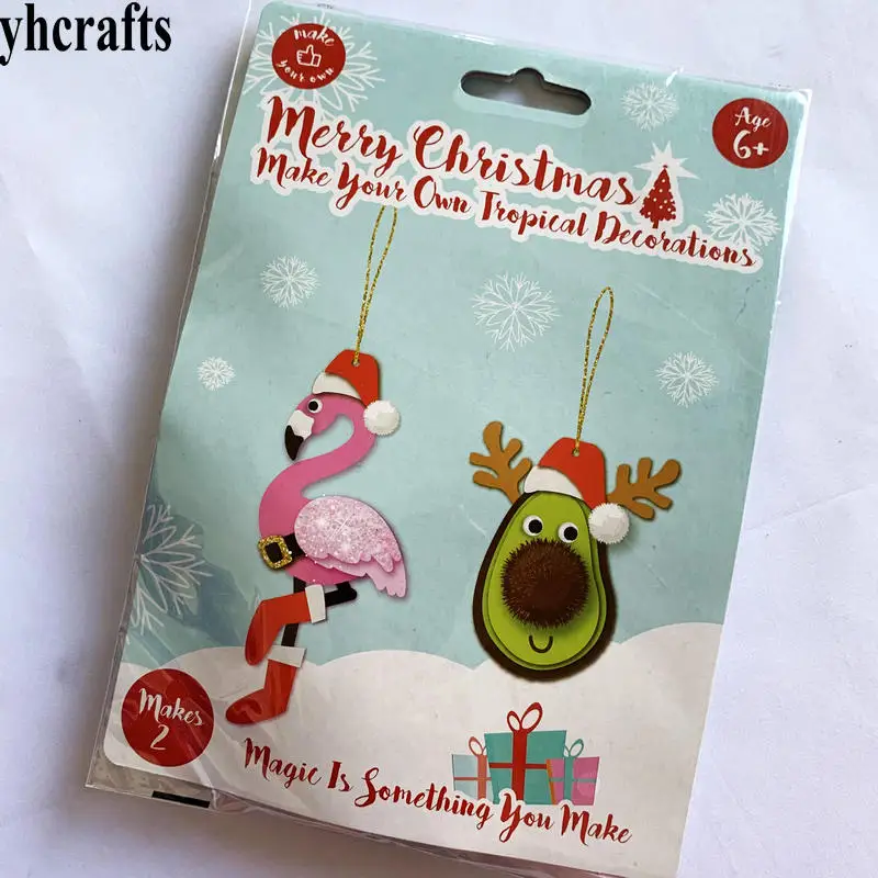 1bag/LOT.make your own tropical tree decoration flamingo santa hanger Avocado reindeer crafts Early educational toys Export