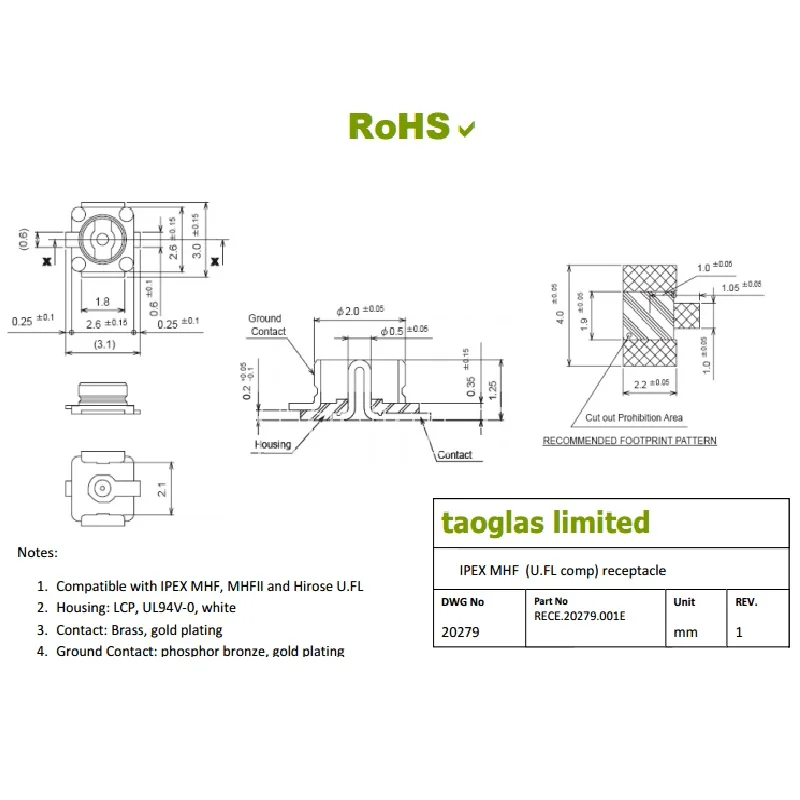 10Pcs  a lot High Quality UFL seat IPEX / IPX connector U.FL-R-SMT RF coaxial connectors Antenna 20279-001E