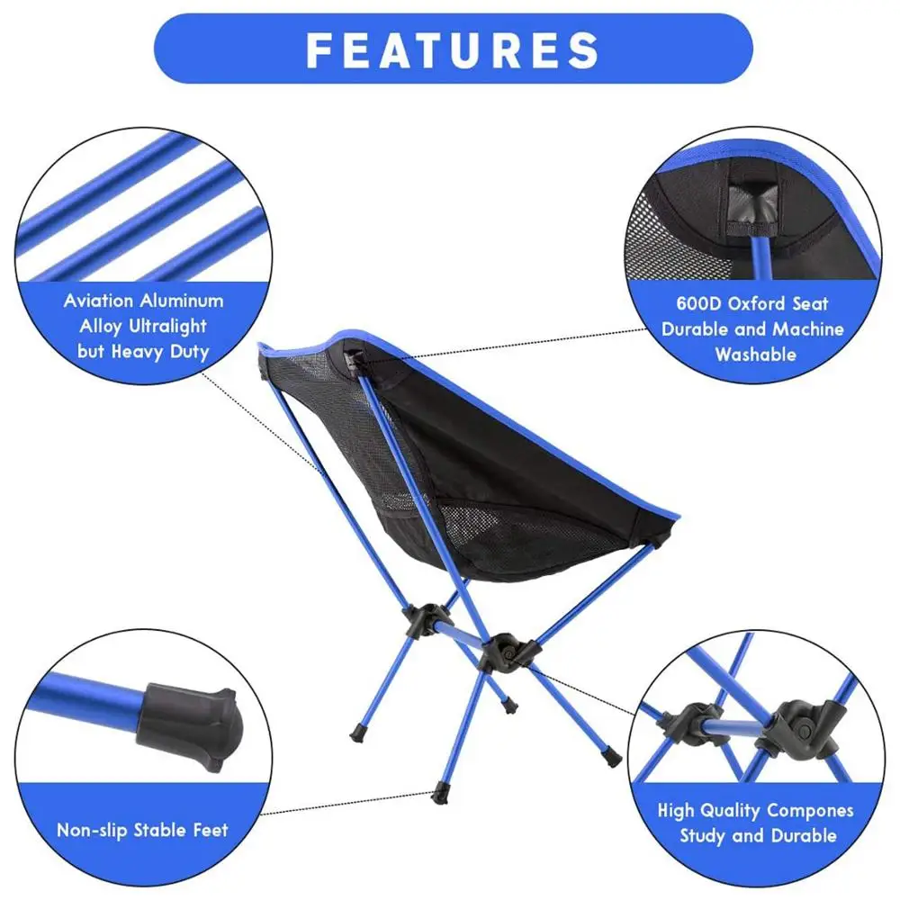 2021 Ultralight camping chair with aluminum alloy frame and 600D Oxford cloth for dining ,hiking and fishing chair